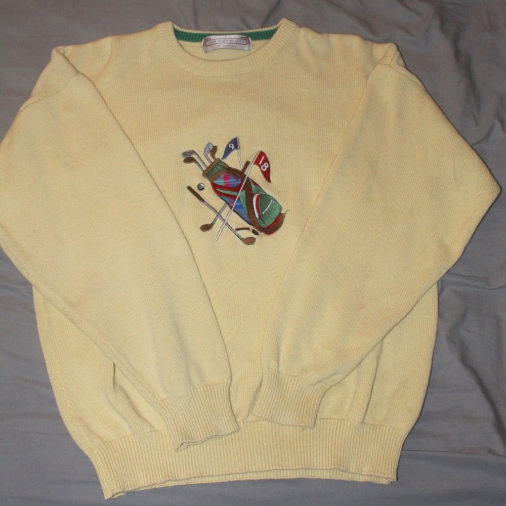 John Ashford yellow golf sweater Mens Large